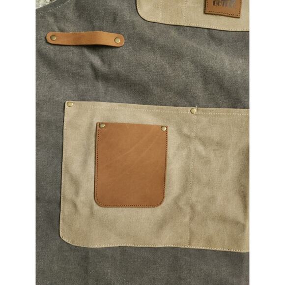 BBQ Butler Men's Canvas and Leather Apron Adj. Straps Grilling/Cookouts NWT - Picture 3 of 6